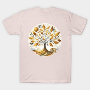 Swirly Gold Tree of Life T-Shirt